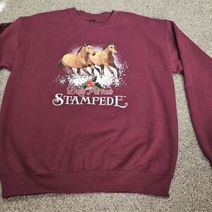Gildan Burgundy Crewneck Sweater with Horse Graphic